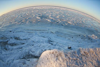 大连大海结冰如极地冰原 海冰相连如《后天》